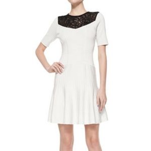 Nanette Lepore Murano Lace Yoke Fit & Flare Dress Black/White Size S